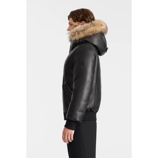 Mackage Glen-F 2-In-1 Leather Bomber Jacket in Black