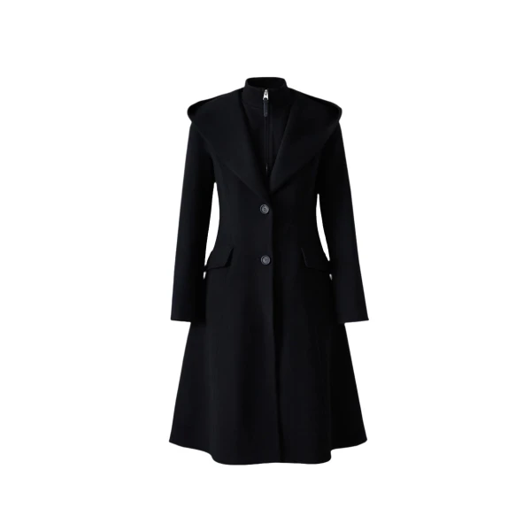 Gloria Handmade Wool Blend Coat in Black