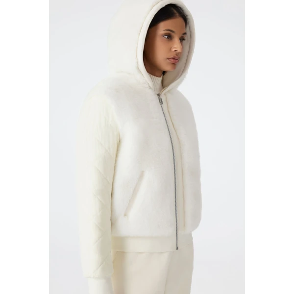 Mackage Gwendal Reversible Faux Fur Hoodie in Cream