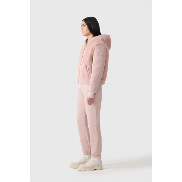 Mackage Gwendal Reversible Faux Fur Hoodie in Sepia Rose