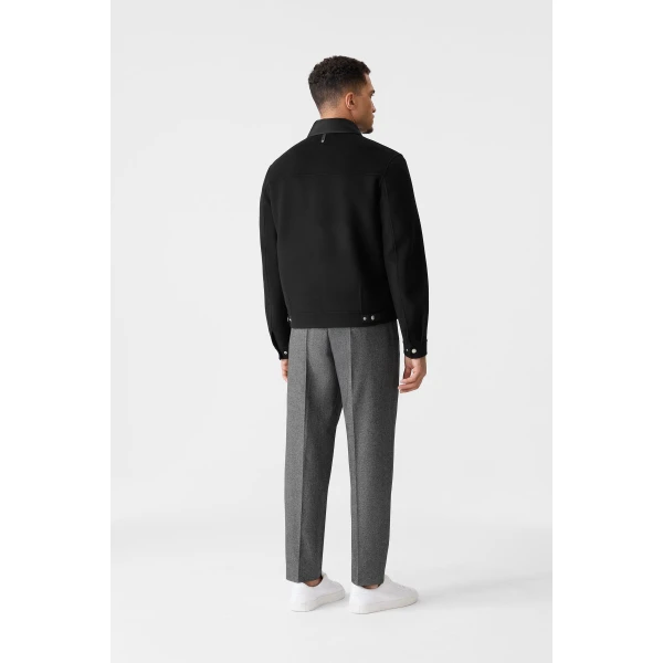Mackage Hayes Double-Face Wool Workwear Jacket in Black