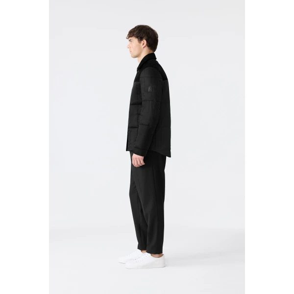 Mackage Henrik Mixed-Media Suede Shirt Jacket in Black