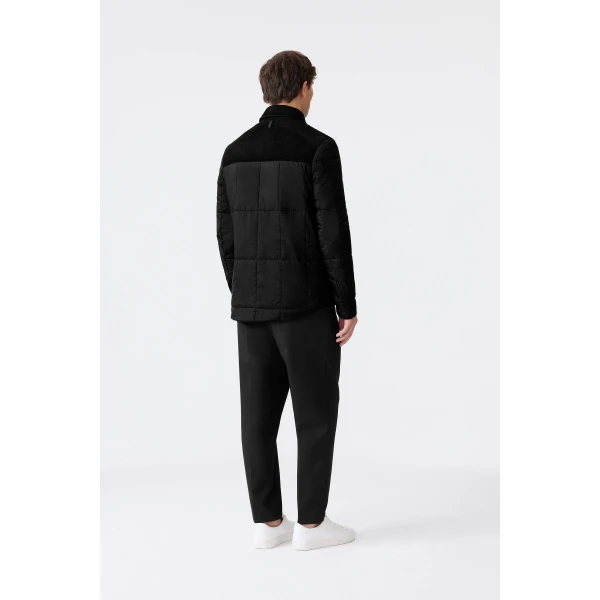 Mackage Henrik Mixed-Media Suede Shirt Jacket in Black