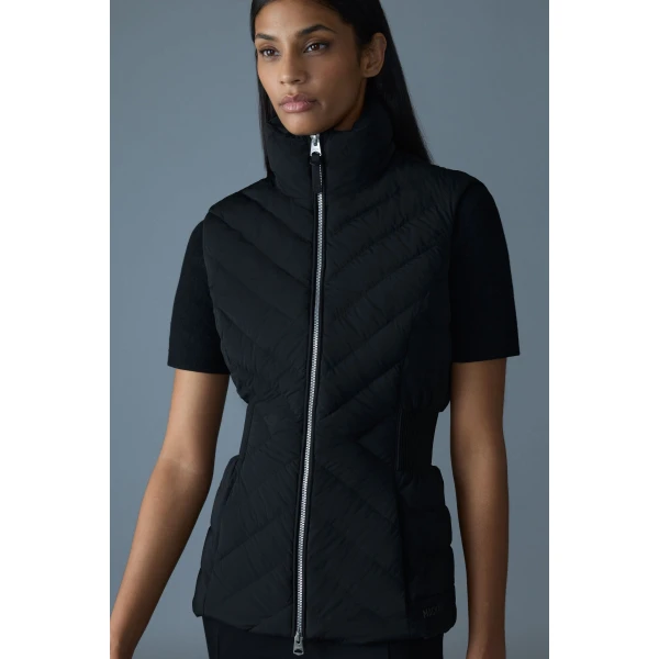 Mackage Hoshi Light Down Hooded Vest in Black
