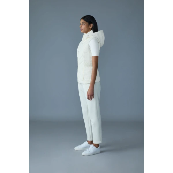 Mackage Hoshi Light Down Hooded Vest in Cream
