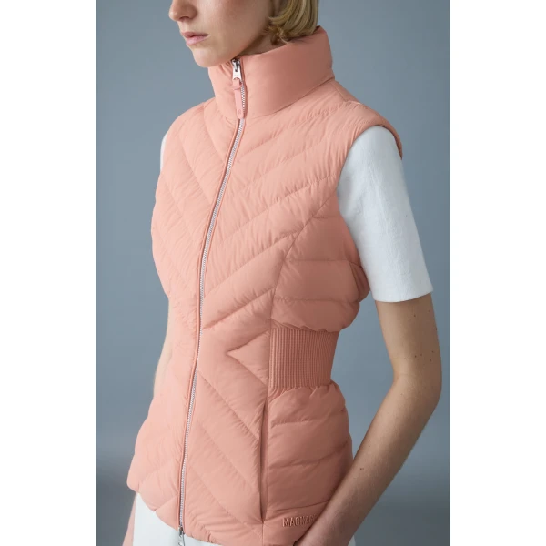 Mackage Hoshi Light Down Hooded Vest in Muted Clay