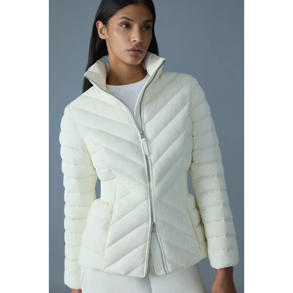 Mackage Idalee Light Down Hooded Jacket in Cream