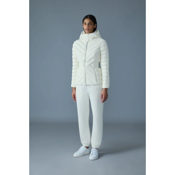 Mackage Idalee Light Down Hooded Jacket in Cream
