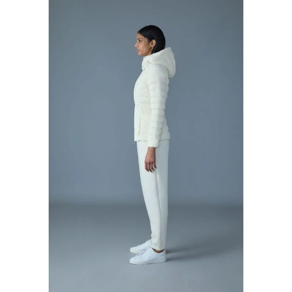 Mackage Idalee Light Down Hooded Jacket in Cream