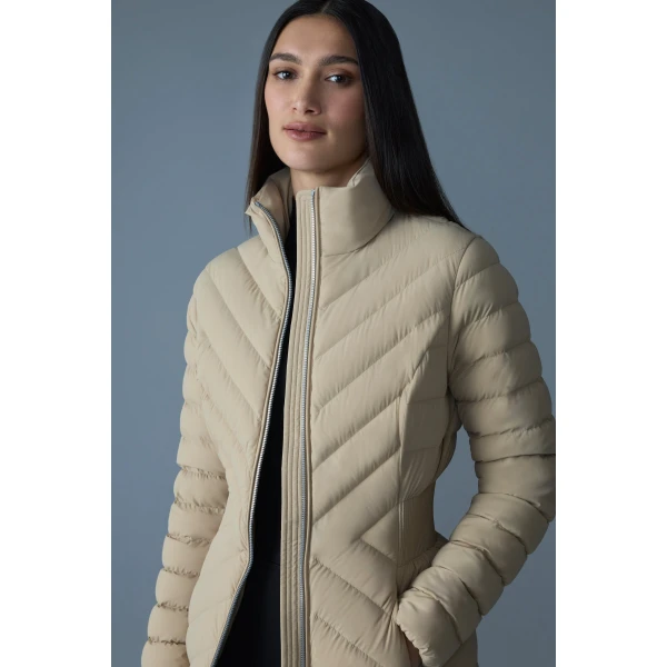 Mackage Idalee Light Down Hooded Jacket in Light Camel