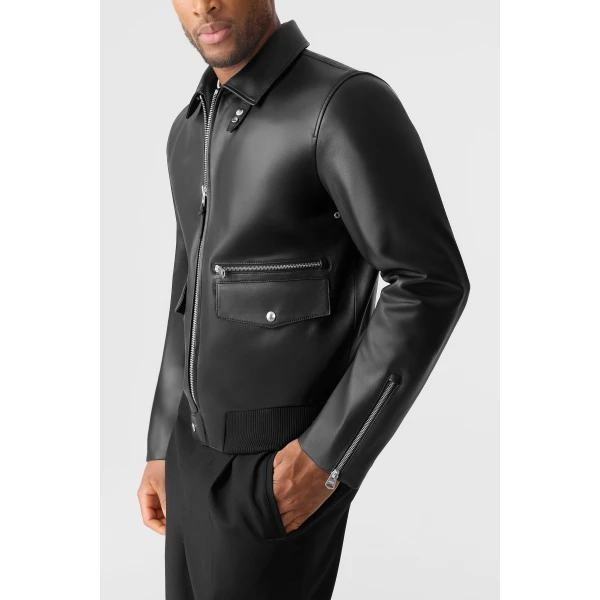 Mackage Jakari Leather Zip Jacket in Black