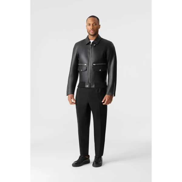 Mackage Jakari Leather Zip Jacket in Black