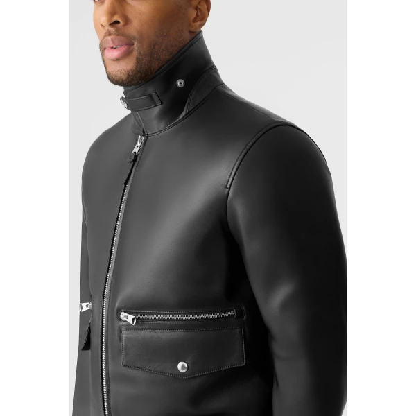 Mackage Jakari Leather Zip Jacket in Black