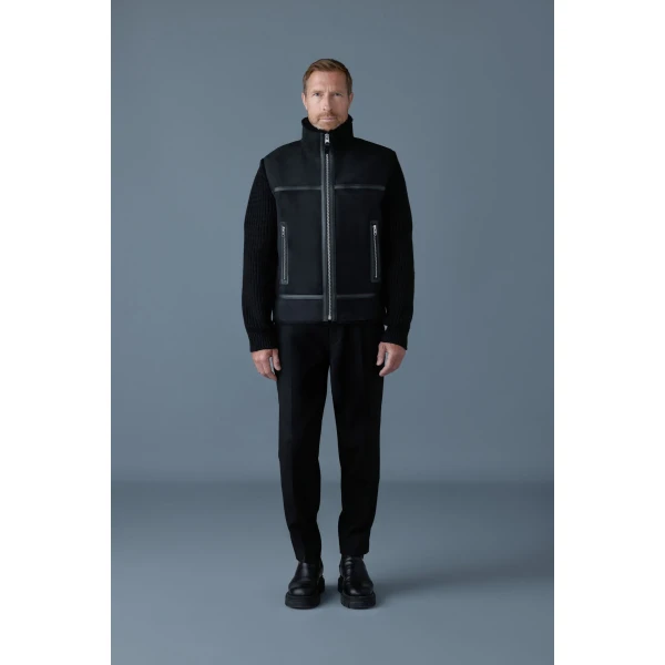 Mackage Jonathan Mixed-Media Shearling Jacket in Black