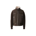 Mackage Jonathan Mixed-Media Shearling Jacket in Coffee-Natural