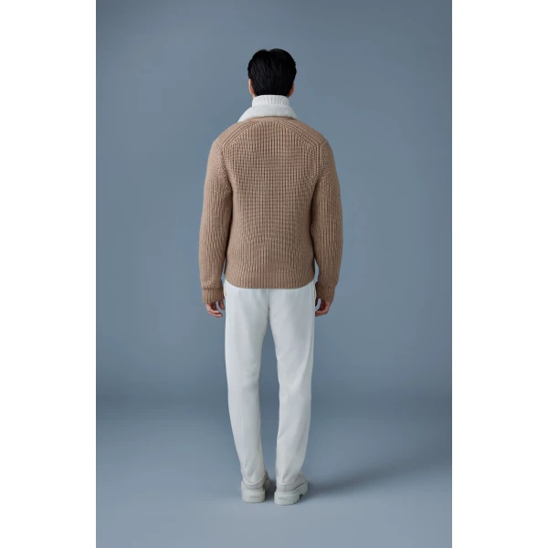 Mackage Jonathan Mixed-Media Shearling Jacket in Light Camel-Natural