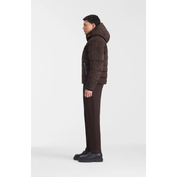 Mackage Judah-AL Mixed Media Down Jacket in Coffee