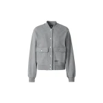 Mackage Juniper-K Brushed Knit Bomber Jacket in Light Grey Mix-Cream mackage juniper-k brushed knit bomber jacket