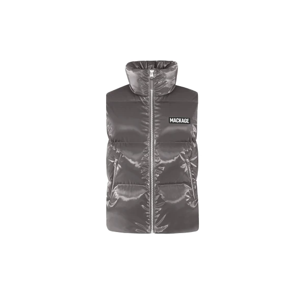 Mackage Kane-GLO High-Gloss Down Vest in Carbon