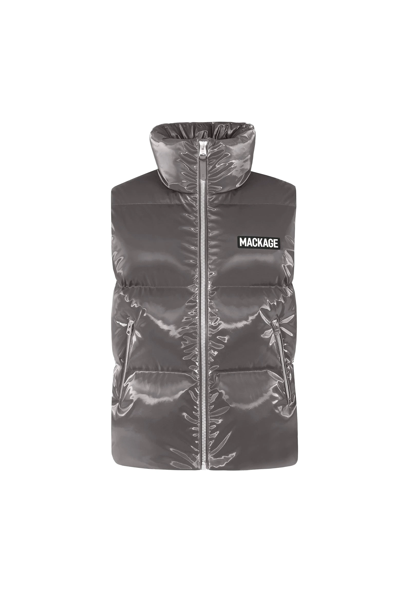 Mackage Kane-GLO High-Gloss Down Vest in Carbon Mackage Kane-GLO High-Gloss Down Vest in Carbon
