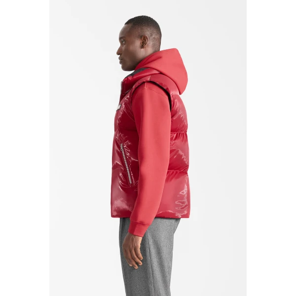 Mackage Kane-GLO High-Gloss Down Vest in Dark Red