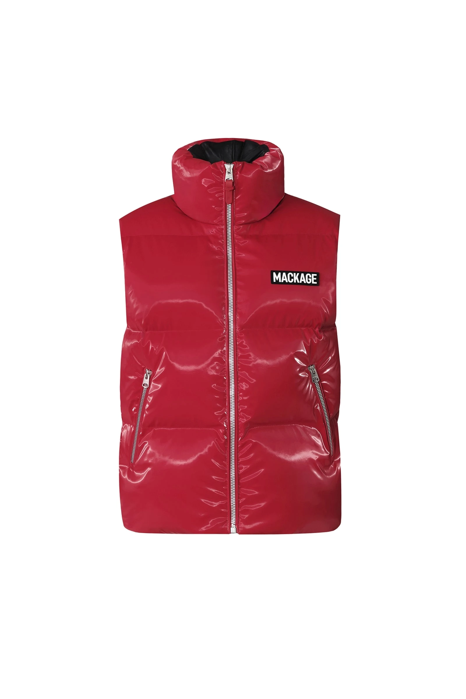 Mackage Kane-GLO High-Gloss Down Vest in Dark Red Mackage Kane-GLO High-Gloss Down Vest in Dark Red