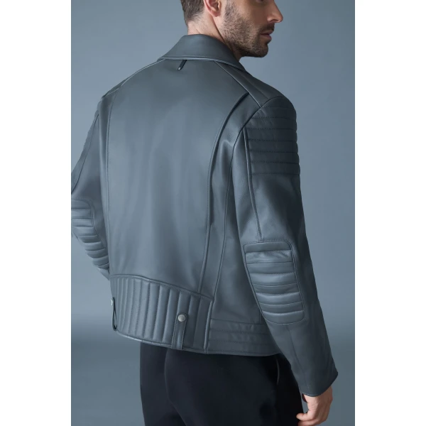 Mackage Kenneth Leather Biker Jacket in Carbon