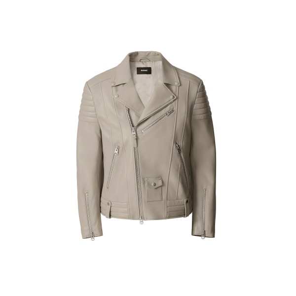 Mackage Kenneth Leather Biker Jacket in Taupe