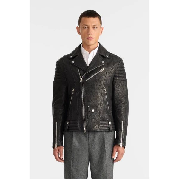 Mackage Kenneth-PB Leather Moto Jacket in Black