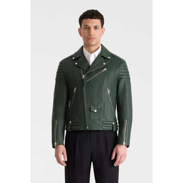 Mackage Kenneth-PB Leather Moto Jacket in Evergreen