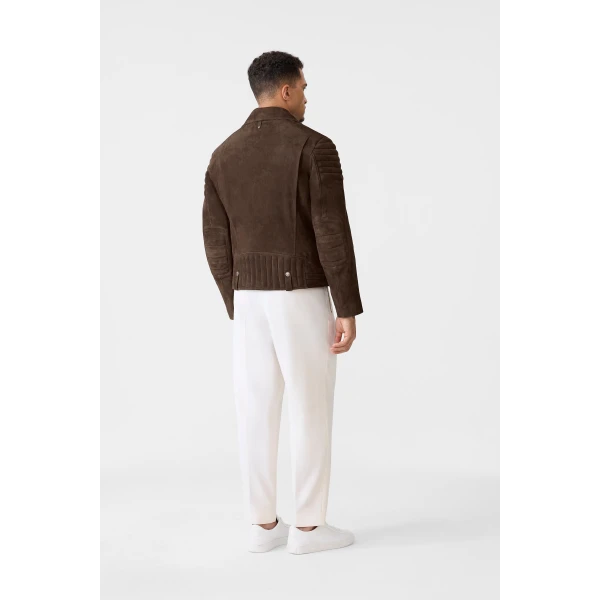 Mackage Kenneth-SU Suede Biker Jacket in Umber