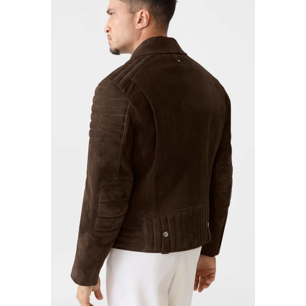 Mackage Kenneth-SU Suede Biker Jacket in Umber