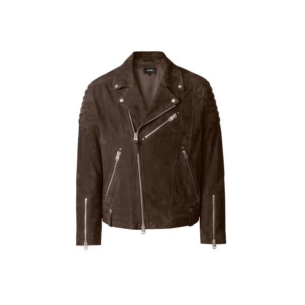 Kenneth-SU Suede Biker Jacket in Umber
