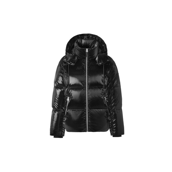 Mackage Kent-GLO High-Gloss Removable Hooded Down Jacket in Black