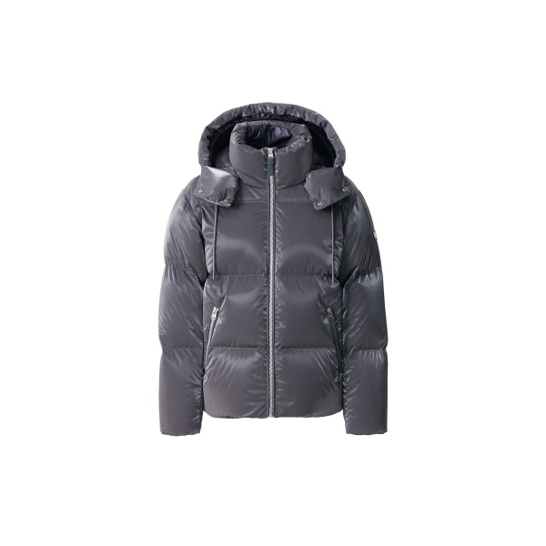 Mackage Kent-GLO High-Gloss Removable Hooded Down Jacket in Carbon