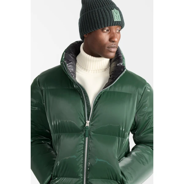 Mackage Kent-GLO High-Gloss Removable Hooded Down Jacket in Evergreen