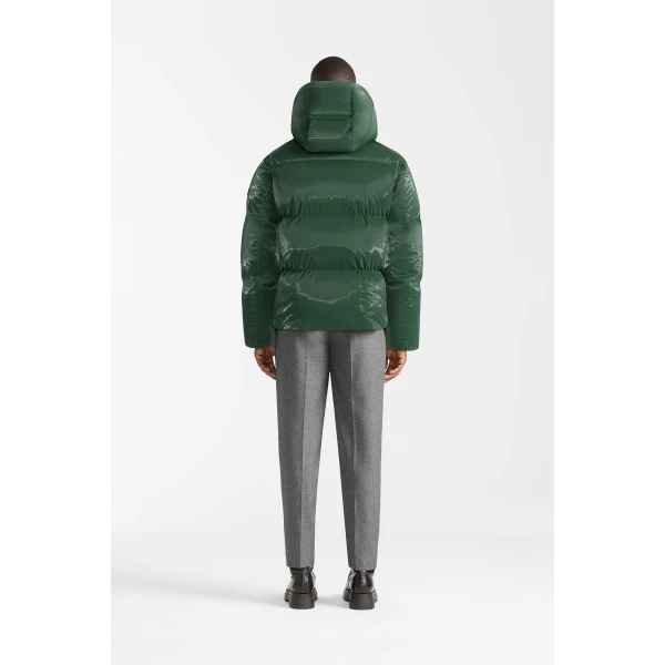 Mackage Kent-GLO High-Gloss Removable Hooded Down Jacket in Evergreen