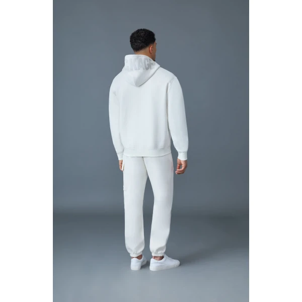 Mackage Kolton Double-Face Jersey Logo Hoodie in Cream