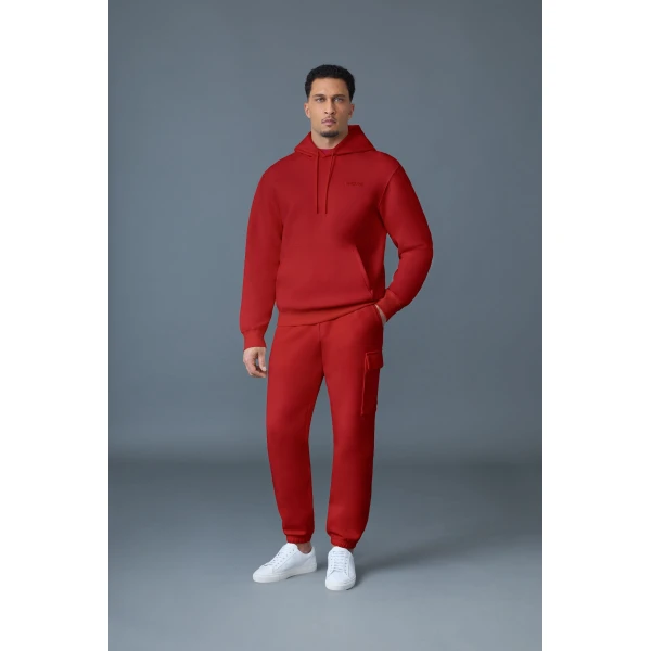 Mackage Kolton Double-Face Jersey Logo Hoodie in Lava