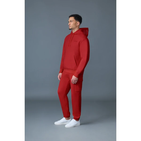 Mackage Kolton Double-Face Jersey Logo Hoodie in Lava