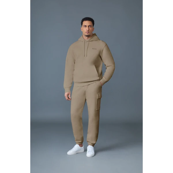 Mackage Kolton Double-Face Jersey Logo Hoodie in Light Camel