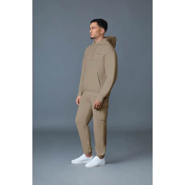Mackage Kolton Double-Face Jersey Logo Hoodie in Light Camel