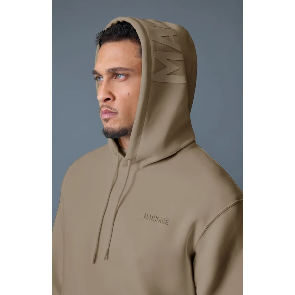 Mackage Kolton Double-Face Jersey Logo Hoodie in Light Camel