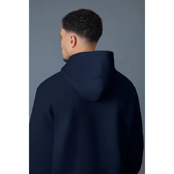 Mackage Kolton Double-Face Jersey Logo Hoodie in Navy