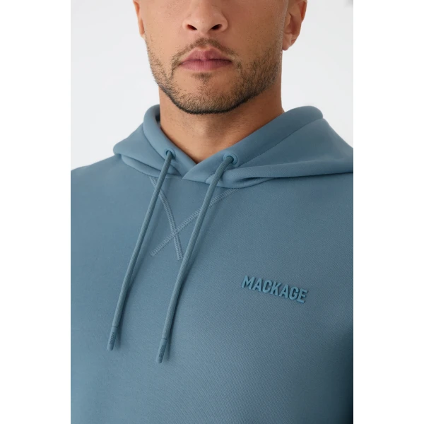 Mackage Kolton Double-Face Jersey Logo Hoodie in Provincial Blue