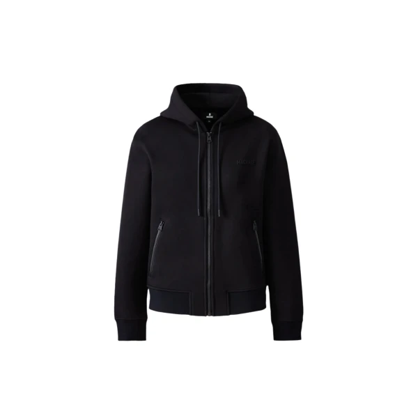 Kryssa Double-Face Zip-Up Hoodie in Black