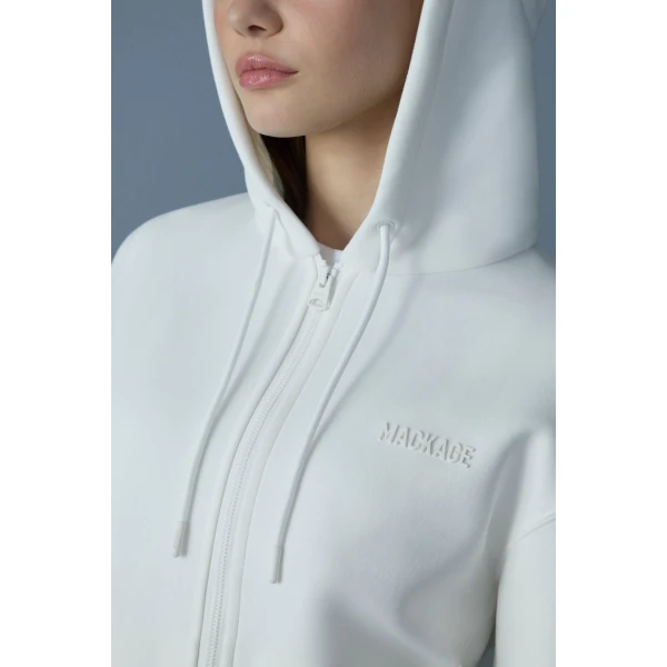 Mackage Kryssa Double-Face Zip-Up Hoodie in White