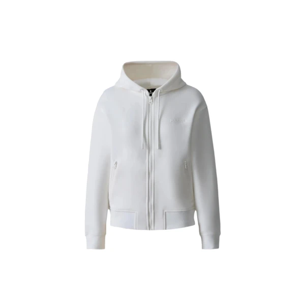 Kryssa Double-Face Zip-Up Hoodie in White