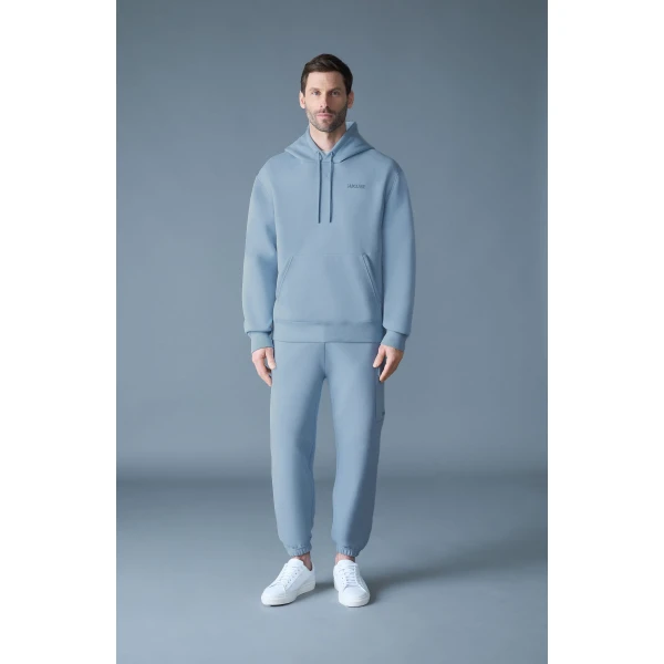 Mackage Krystian Double-Face Jersey Hoodie in Fog Blue