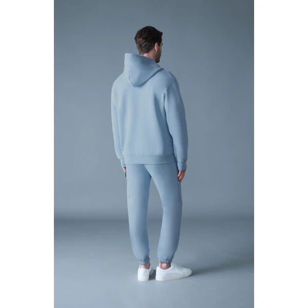 Mackage Krystian Double-Face Jersey Hoodie in Fog Blue